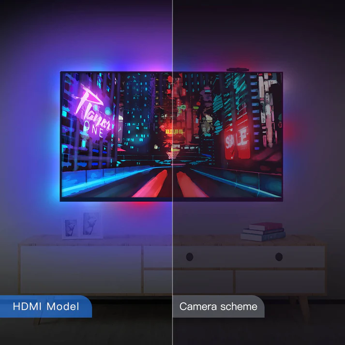 إضاءة مخفية LED مدمج مع جهاز التلفزيون